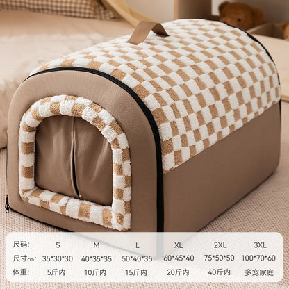 Warm Kennel Winter Dog &amp; Cat House – Washable Detachable Deep Sleep Bed, Cozy Pet Nest for Small Medium Large Pets