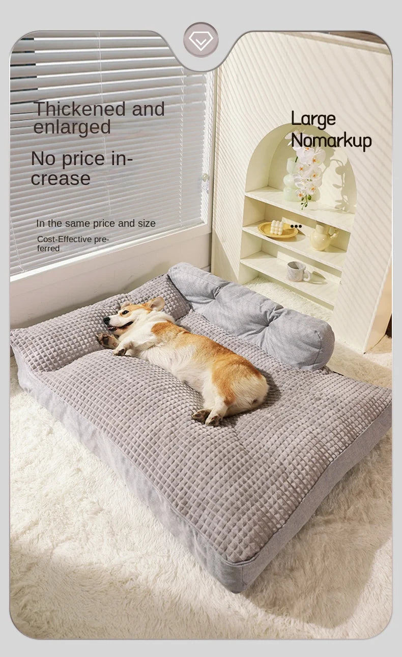 Comfortable Waterproof L-Shape Foam Dog Bed for Large Dogs | Machine Washable &amp; Spacious Mat