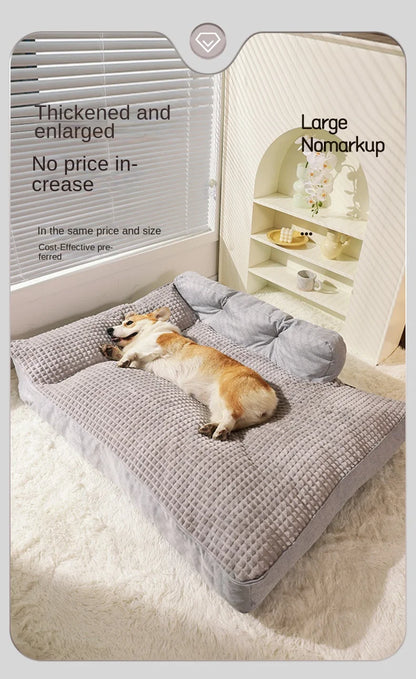 Comfortable Waterproof L-Shape Foam Dog Bed for Large Dogs | Machine Washable &amp; Spacious Mat