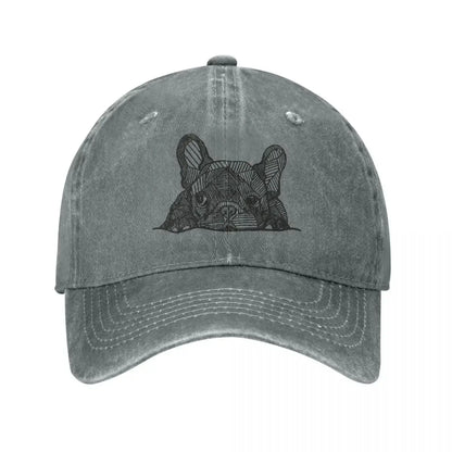 Vintage French Bulldog Hat – Distressed Denim Dog Lover Baseball Cap