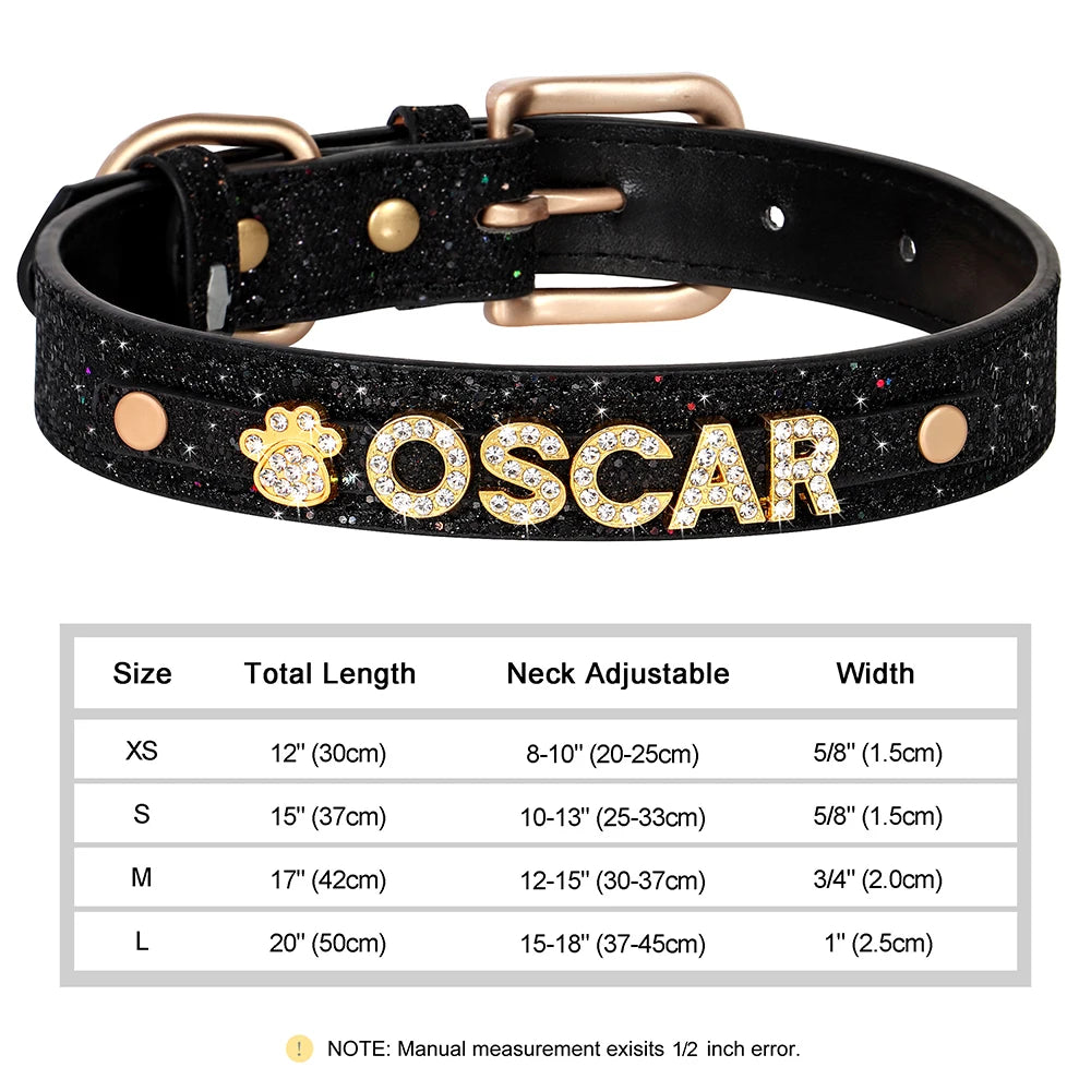 Personalized Bling Rhinestone Dog Collar – Custom Name Collar for Small Dogs &amp; Cats