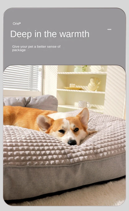 Comfortable Waterproof L-Shape Foam Dog Bed for Large Dogs | Machine Washable &amp; Spacious Mat