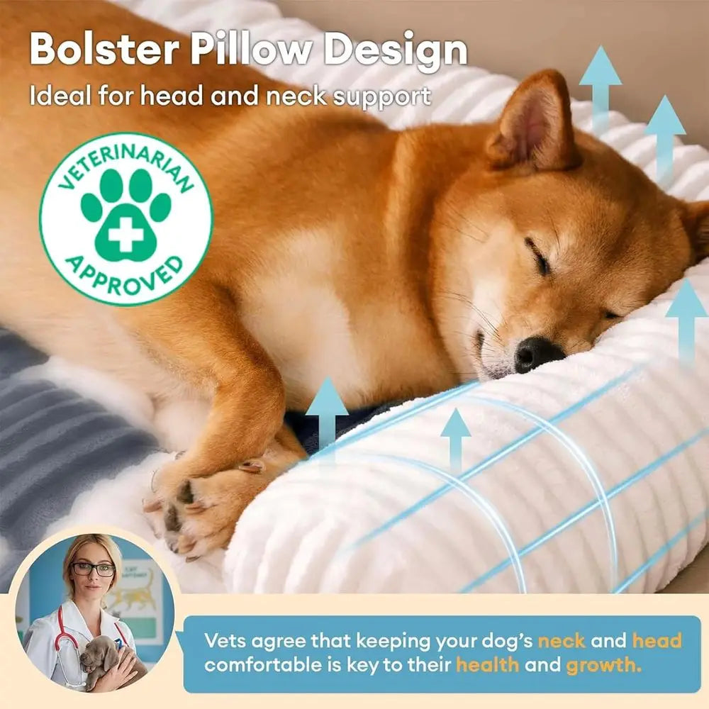 Dog Couch Cover Bed with Bolsters – Washable Non-Slip Sofa Protector Pet Bed for Medium &amp; Large Dogs