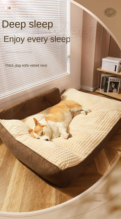 Comfortable Waterproof L-Shape Foam Dog Bed for Large Dogs | Machine Washable &amp; Spacious Mat