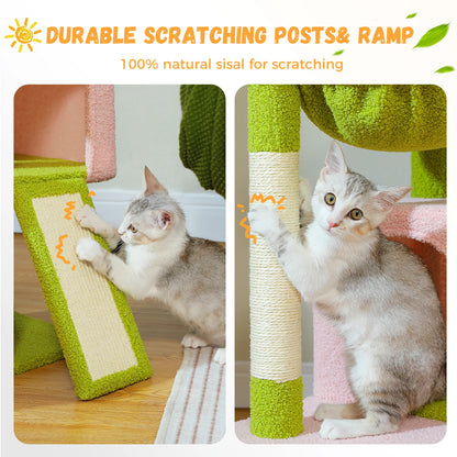 Large Cat Tree for Indoor Cats, Multi-Level Cat Tower with Sisal Scratching Post, 2 Spacious Condo, Cat Scratching Pad, Cat Toys