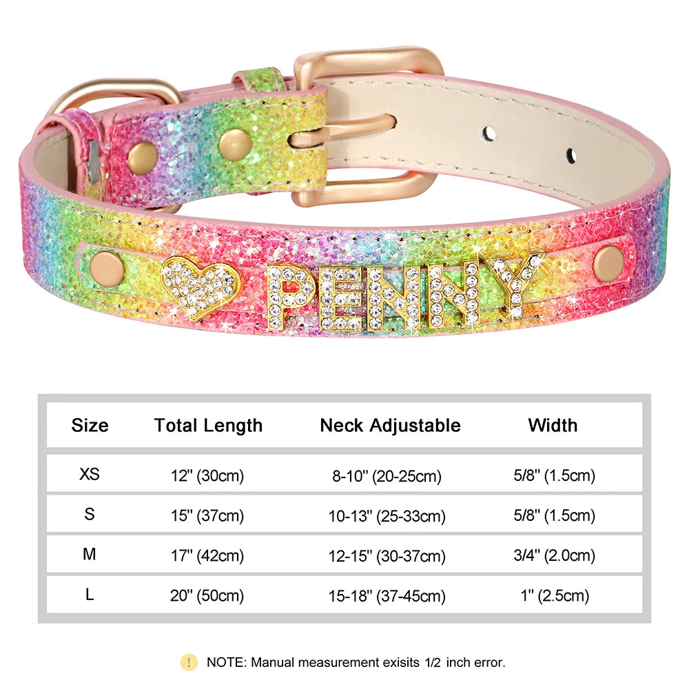 Personalized Bling Rhinestone Dog Collar – Custom Name Collar for Small Dogs &amp; Cats