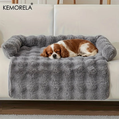 Luxury Plush Pet Mattress Bed for Medium Dogs – Thick Warm Imitation Rabbit Fur Dog Bed with Pillow, Anti-Slip &amp; Scratch-Resistant | Magnolia Pet