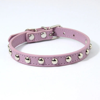 Rivet Anti-Bite Leather Dog &amp; Cat Collar – Durable Studded Collar - Pet Neck Strap