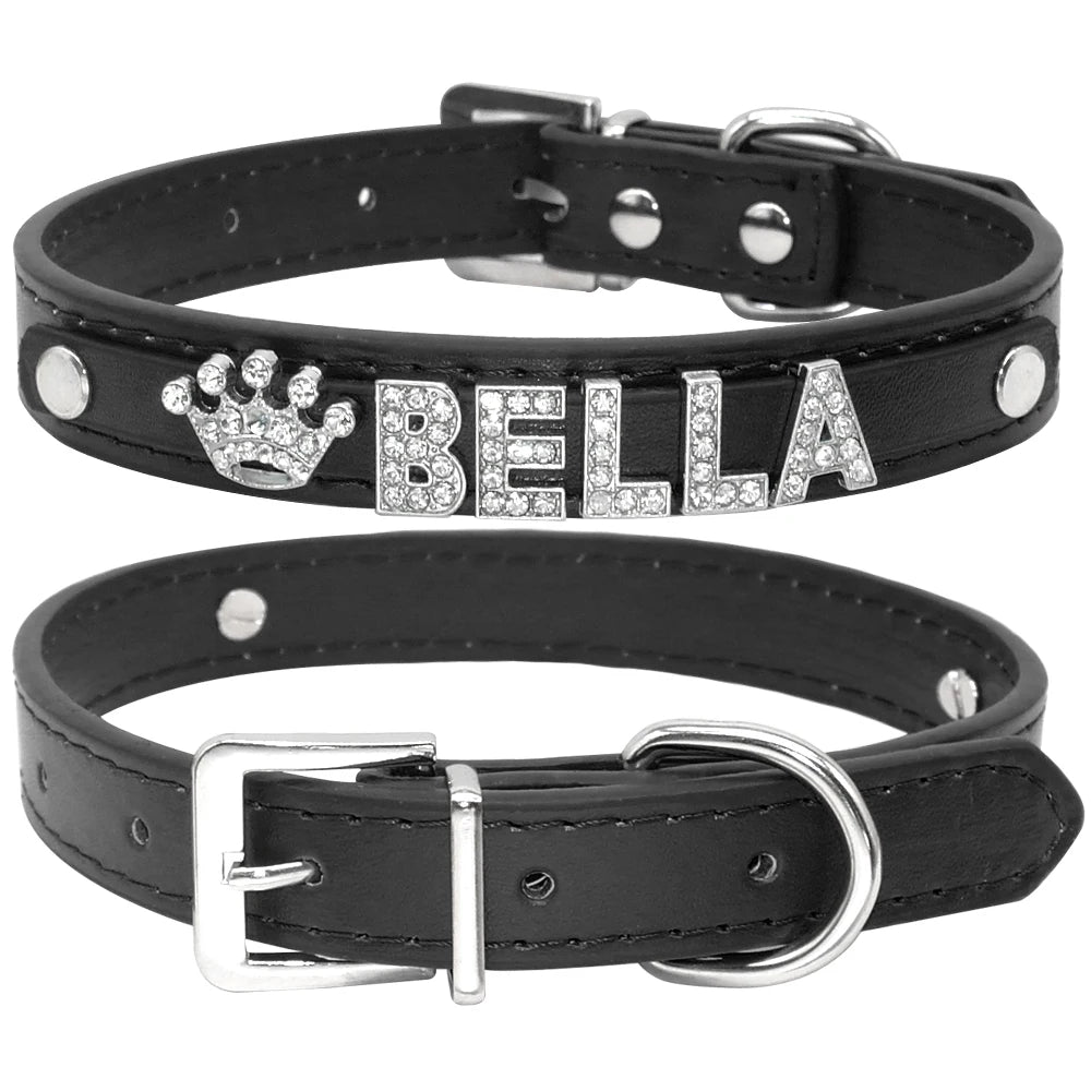 Personalized Bling Rhinestone Dog Collar – Custom Name Collar for Small Dogs &amp; Cats