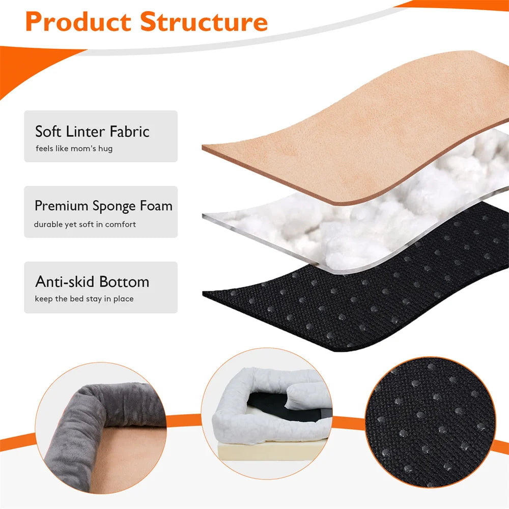 Jumbo Orthopedic Dog Bed – Large Memory Foam Pet Sofa Couch with Bolster, Waterproof &amp; Washable Removable Cover