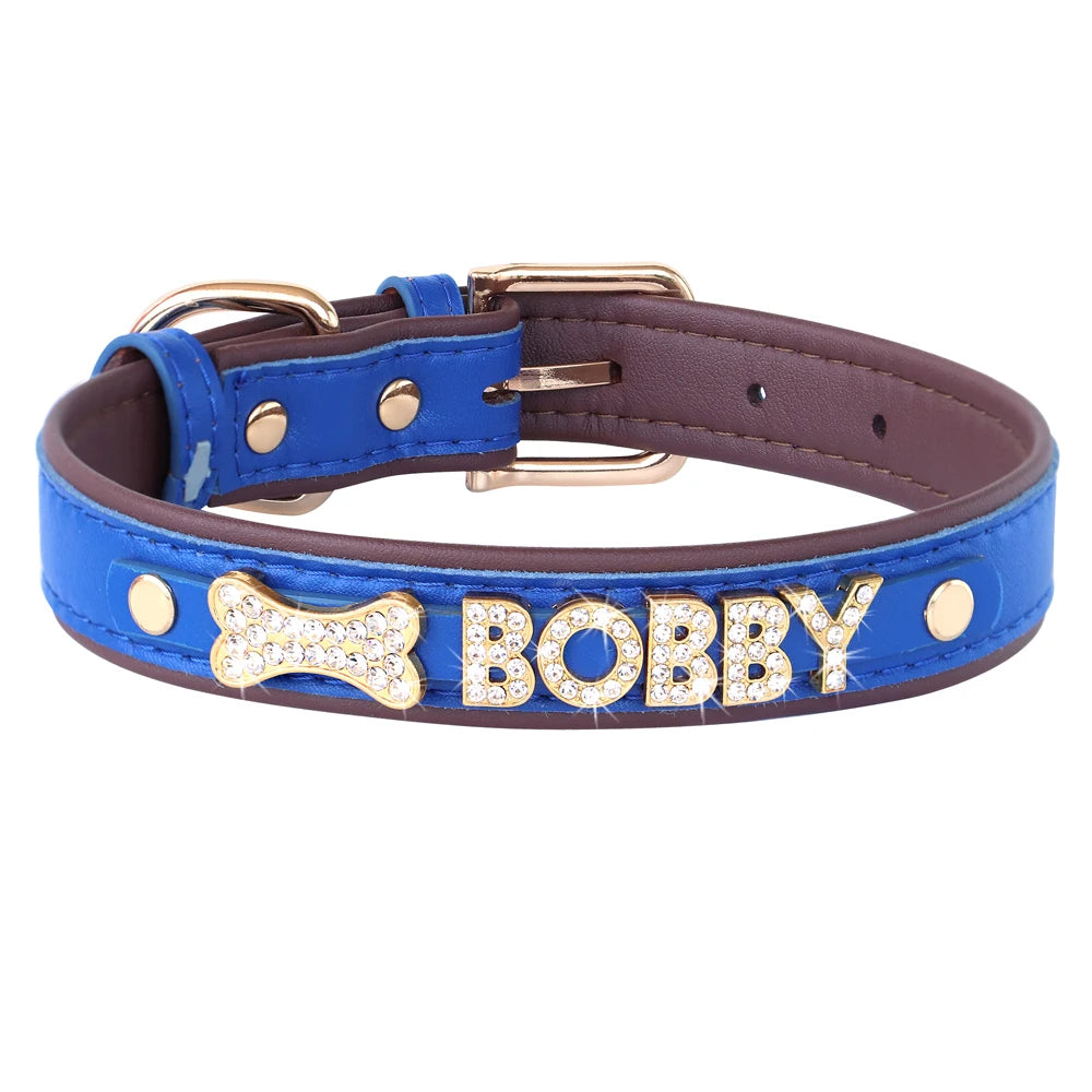 Personalized Bling Rhinestone Dog Collar – Custom Name Collar for Small Dogs &amp; Cats