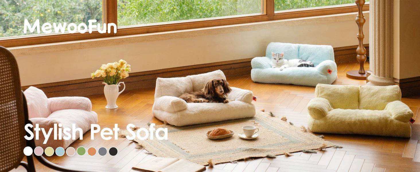 Pet Couch Bed 26×19×13 – Washable Fluffy Cat Bed for Cats &amp; Small Dogs up to 25 lbs, Black &amp; White