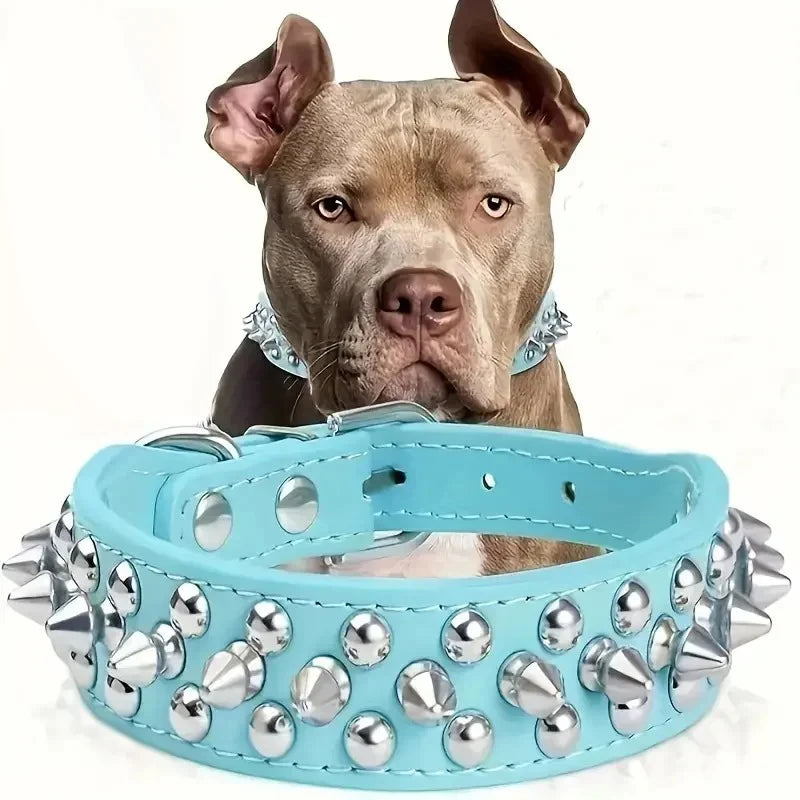 Adjustable Spike Dog &amp; Cat Collar – PU Leather Punk Rivet Pet Neck Strap for Small Dogs &amp; Cats, Studded Fashion Collar