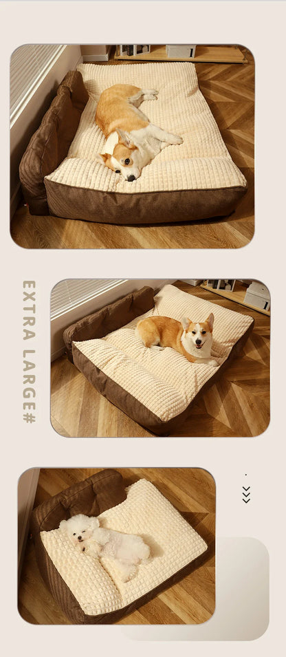 Comfortable Waterproof L-Shape Foam Dog Bed for Large Dogs | Machine Washable &amp; Spacious Mat