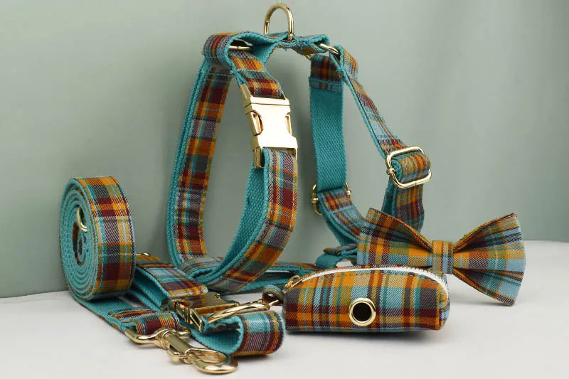 High Quality Custom Cotton Dog Collar, Leash &amp; Harness Set – Personalized Pet Accessories with Bow