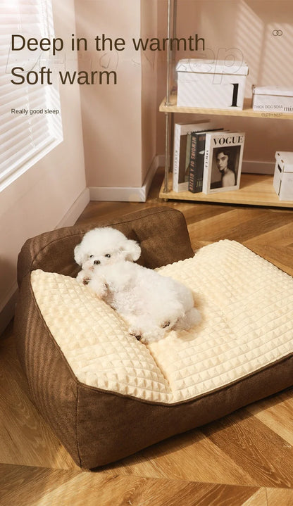 Comfortable Waterproof L-Shape Foam Dog Bed for Large Dogs | Machine Washable &amp; Spacious Mat