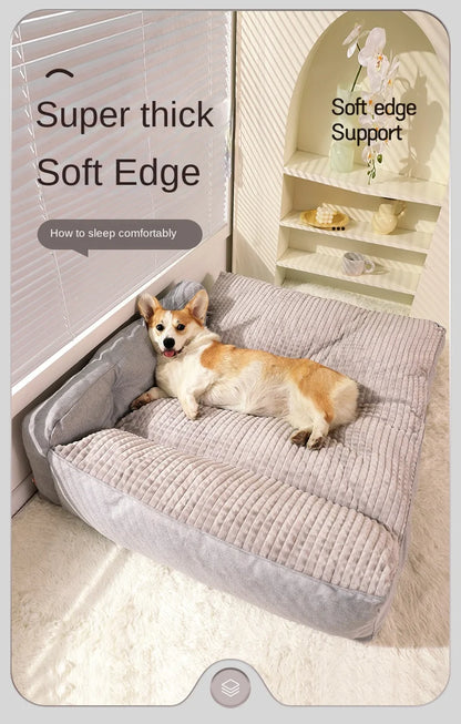 Comfortable Waterproof L-Shape Foam Dog Bed for Large Dogs | Machine Washable &amp; Spacious Mat