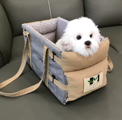 Portable Pet Dog Car Seat – Nonslip Carriers with Central Control Armrest Box &amp; Booster Kennel Bed for Small Dogs &amp; Cats