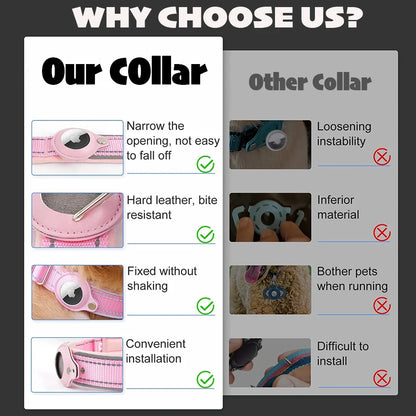Reflective AirTag Dog Collar – Padded Apple AirTag Holder Case for Dogs, Secure &amp; Comfortable Fit
