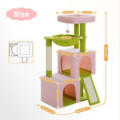 Large Cat Tree for Indoor Cats, Multi-Level Cat Tower with Sisal Scratching Post, 2 Spacious Condo, Cat Scratching Pad, Cat Toys