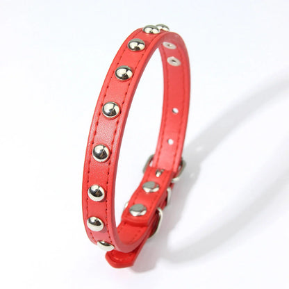 Rivet Anti-Bite Leather Dog &amp; Cat Collar – Durable Studded Collar - Pet Neck Strap