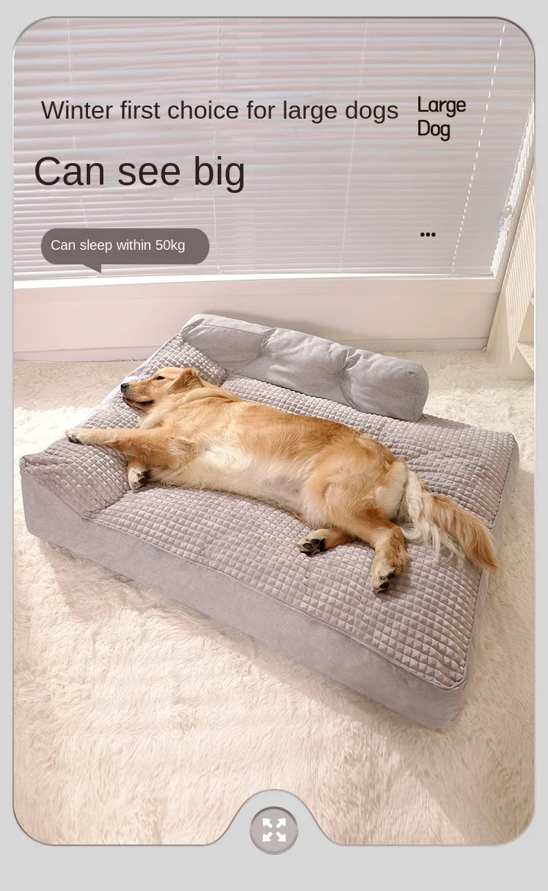 Comfortable Waterproof L-Shape Foam Dog Bed for Large Dogs | Machine Washable &amp; Spacious Mat