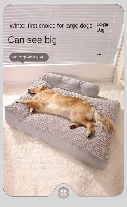 Comfortable Waterproof L-Shape Foam Dog Bed for Large Dogs | Machine Washable &amp; Spacious Mat