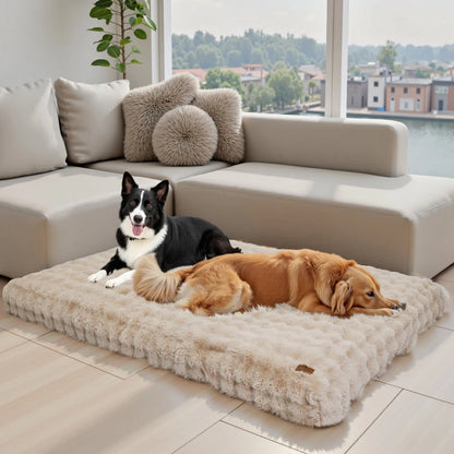 Ultra Plush Dog Bed - Washable Crate Mat for Large Dogs – Soft Pet Cushion Mattress, Anti-Slip Puppy Bed, Cozy Kennel Pad