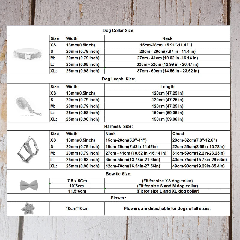High Quality Custom Cotton Dog Collar, Leash &amp; Harness Set – Personalized Pet Accessories with Bow