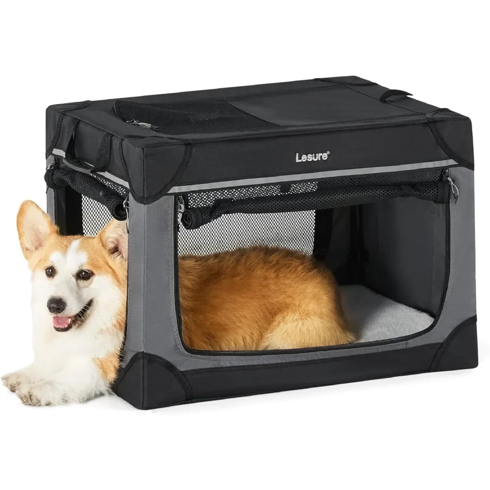 Soft Collapsible Dog Crate 26&quot; – Portable Travel Dog Kennel for Small Dogs | Foldable 4-Door Crate for Indoor &amp; Outdoor Use