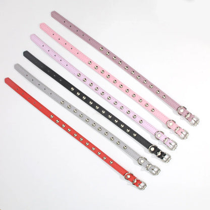 Rivet Anti-Bite Leather Dog &amp; Cat Collar – Durable Studded Collar - Pet Neck Strap
