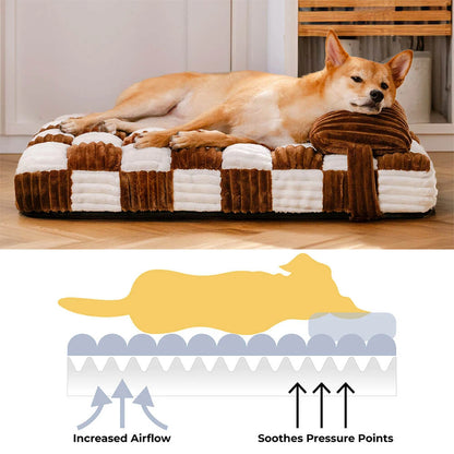 Handmade Plush Orthopedic Dog Bed – Warm, Soft Support with Pillow for Large &amp; Medium Dogs