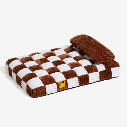Handmade Plush Square Orthopedic Dog Bed with Pillow – Warm &amp; Soft Support for Large and Small Dogs