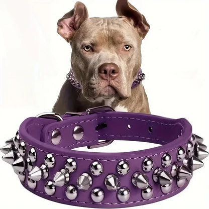 Adjustable Spike Dog &amp; Cat Collar – PU Leather Punk Rivet Pet Neck Strap for Small Dogs &amp; Cats, Studded Fashion Collar