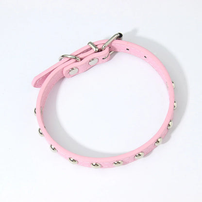 Rivet Anti-Bite Leather Dog &amp; Cat Collar – Durable Studded Collar - Pet Neck Strap
