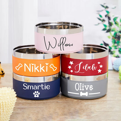 Personalized Dog Food &amp; Water Bowls - Custom Stainless Steel Pet Accessory for Dogs and Cats