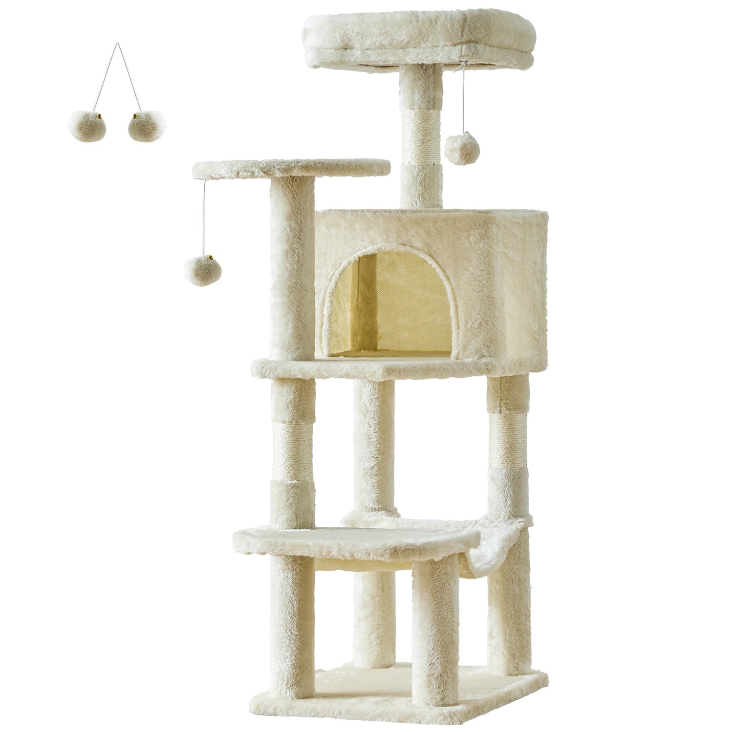 Tall Multi-Cat Climbing Cat Tree Tower – 44&quot; Indoor Cat Furniture with Sisal Scratching Posts &amp; Cozy Pet House