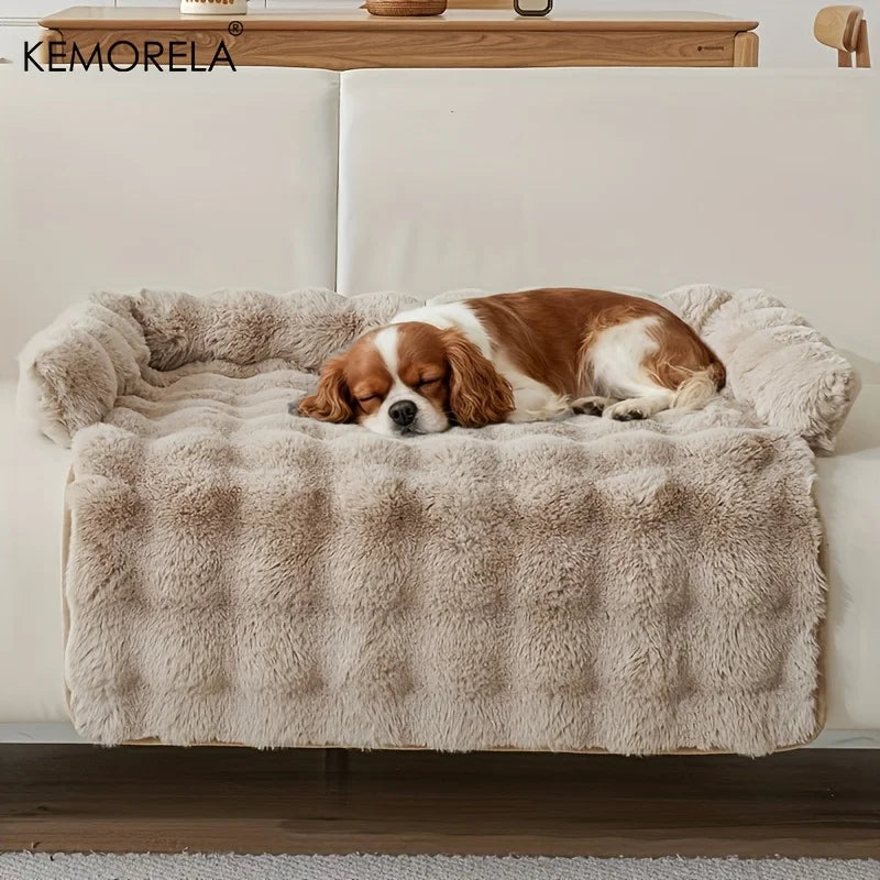 Luxury Plush Pet Mattress Bed for Medium Dogs – Thick Warm Imitation Rabbit Fur Dog Bed with Pillow, Anti-Slip &amp; Scratch-Resistant | Magnolia Pet
