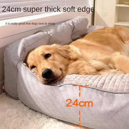 Comfortable Waterproof L-Shape Foam Dog Bed for Large Dogs | Machine Washable &amp; Spacious Mat
