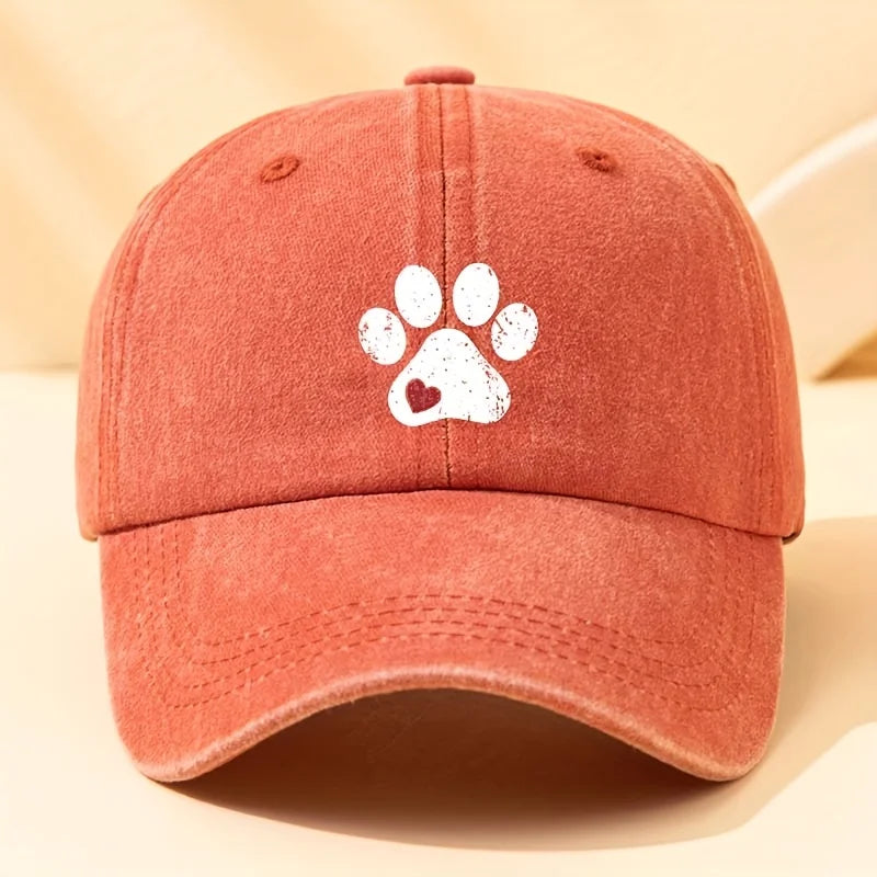 Dog Claw Print Baseball Hat – Adjustable Sunshade Cap for Dog Lovers, Outdoor Travel Hat Unisex