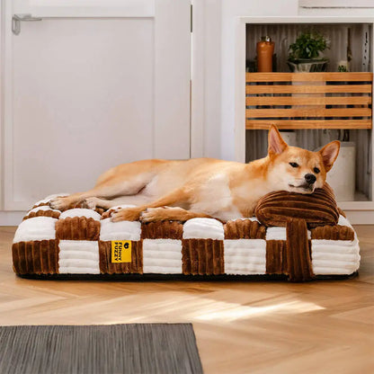 Handmade Plush Square Orthopedic Dog Bed with Pillow – Warm &amp; Soft Support for Large and Small Dogs