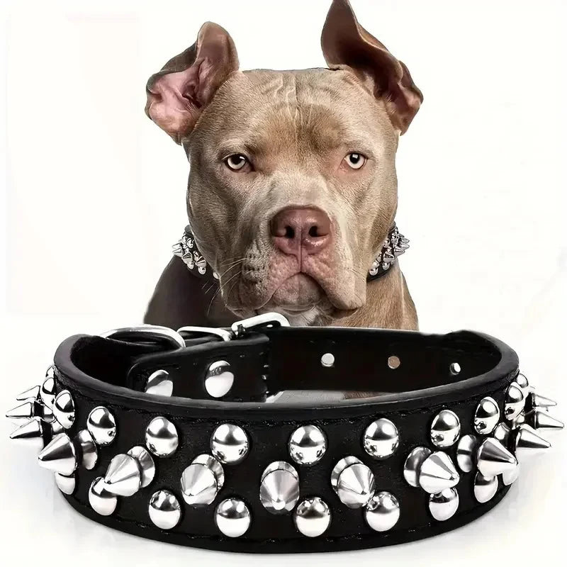 Adjustable Spike Dog &amp; Cat Collar – PU Leather Punk Rivet Pet Neck Strap for Small Dogs &amp; Cats, Studded Fashion Collar