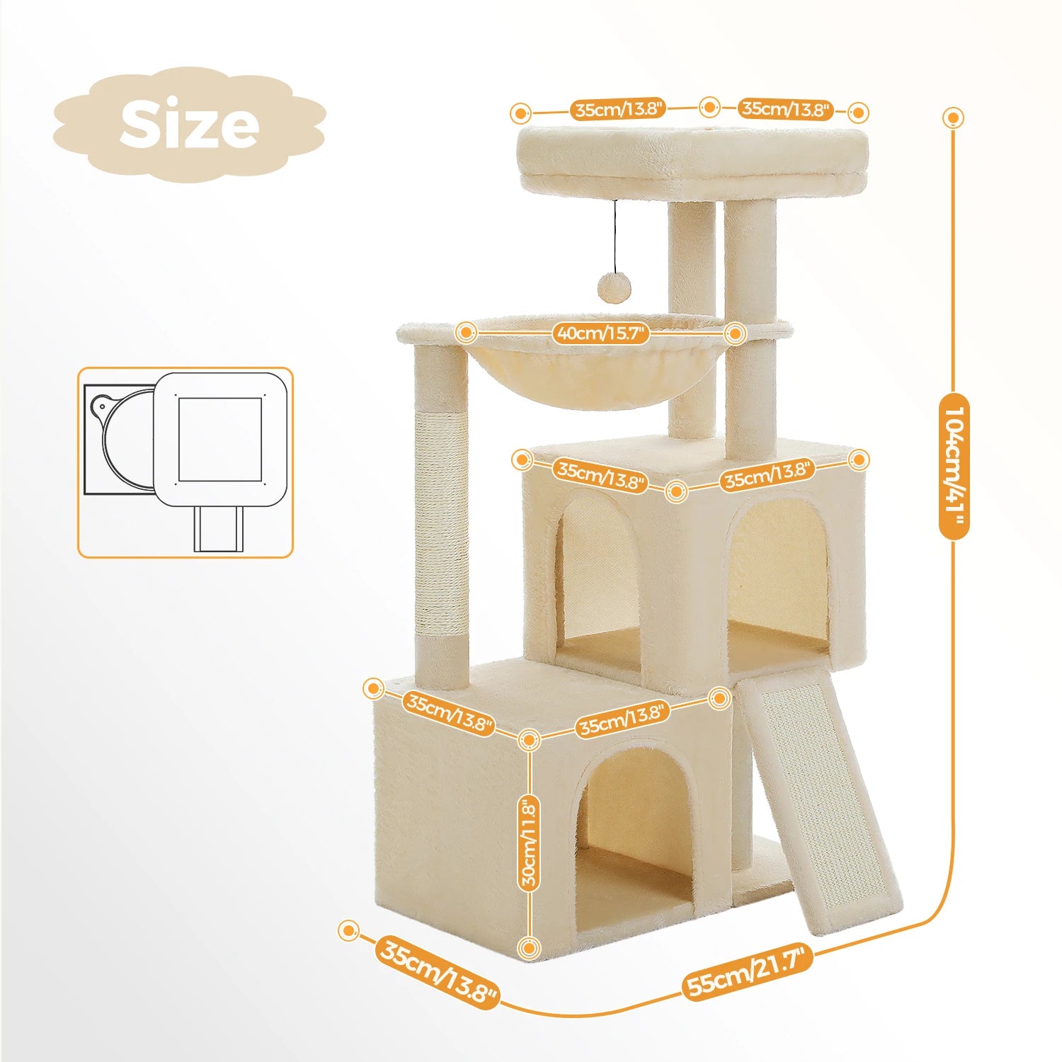 Large Cat Tree for Indoor Cats, Multi-Level Cat Tower with Sisal Scratching Post, 2 Spacious Condo, Cat Scratching Pad, Cat Toys