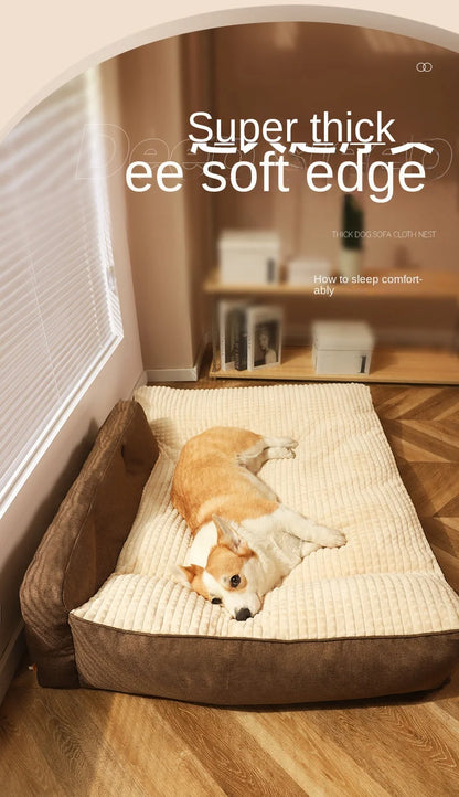 Comfortable Waterproof L-Shape Foam Dog Bed for Large Dogs | Machine Washable &amp; Spacious Mat