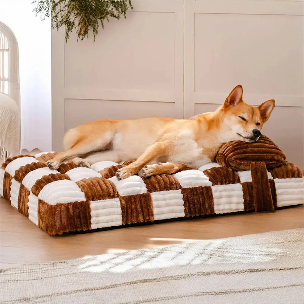 Handmade Plush Orthopedic Dog Bed – Warm, Soft Support with Pillow for Large &amp; Medium Dogs