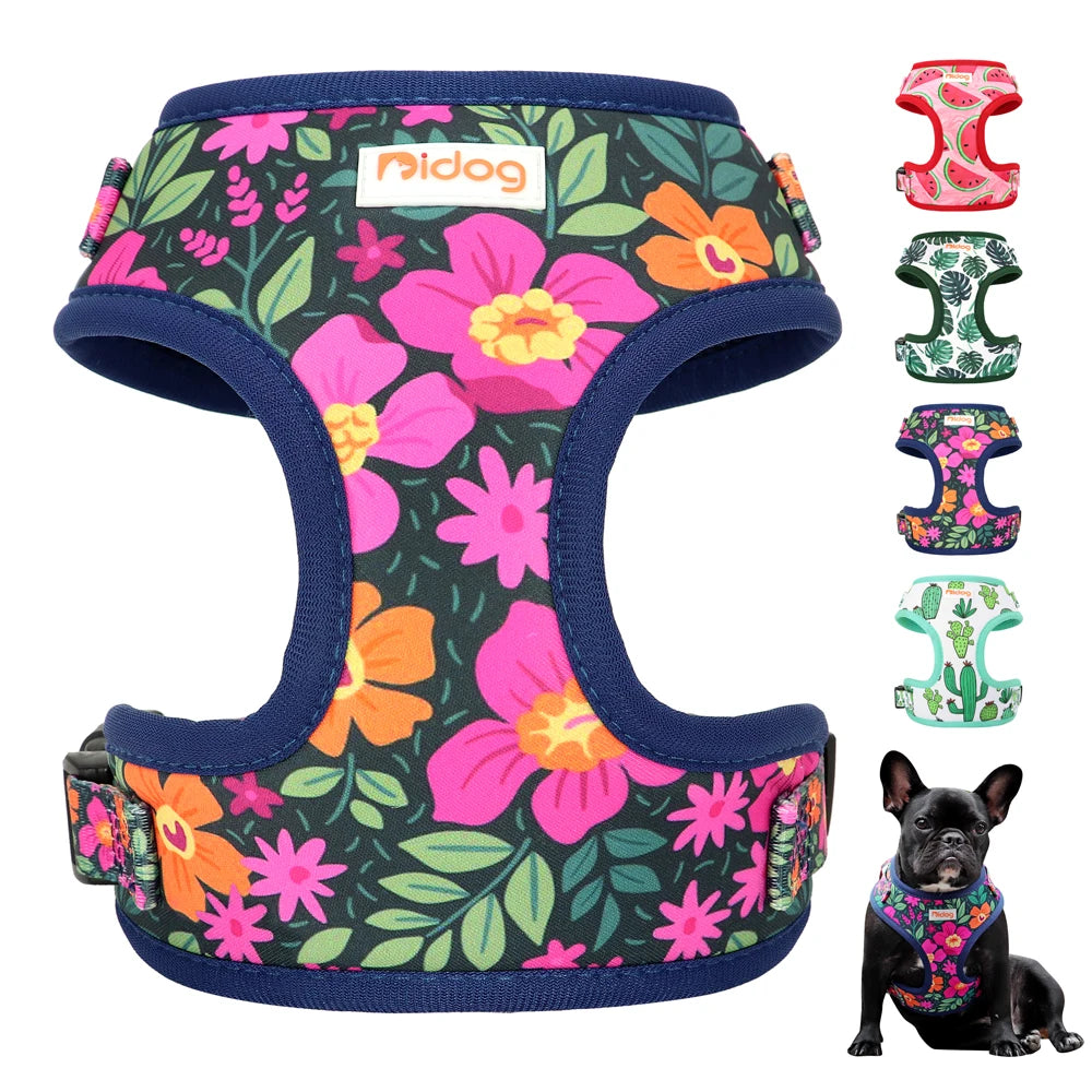 Cute Printed Mesh Nylon Dog Harness – Soft Breathable Adjustable Puppy Vest for Small, Medium &amp; Large Dogs