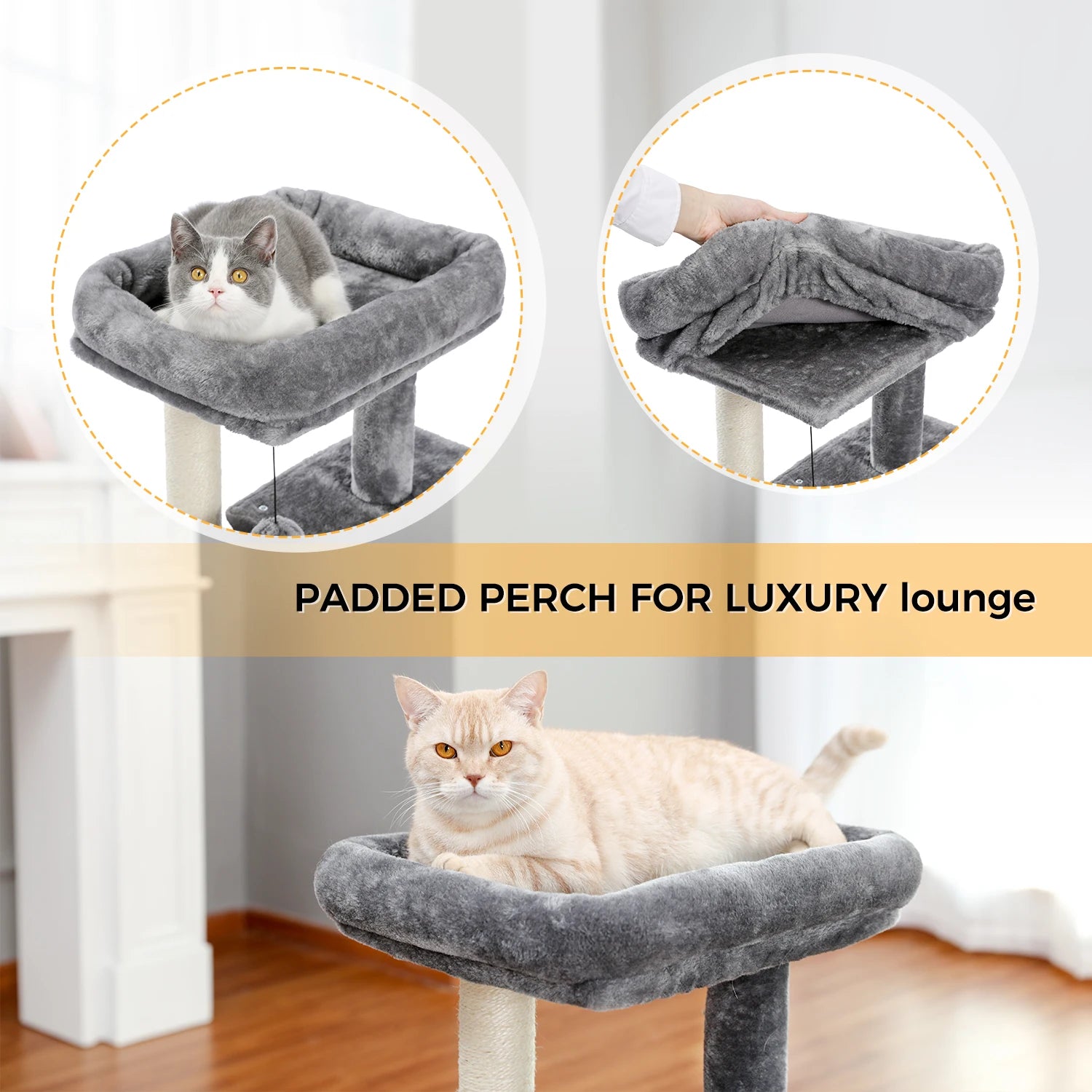 Large Cat Tree for Indoor Cats, Multi-Level Cat Tower with Sisal Scratching Post, 2 Spacious Condo, Cat Scratching Pad, Cat Toys