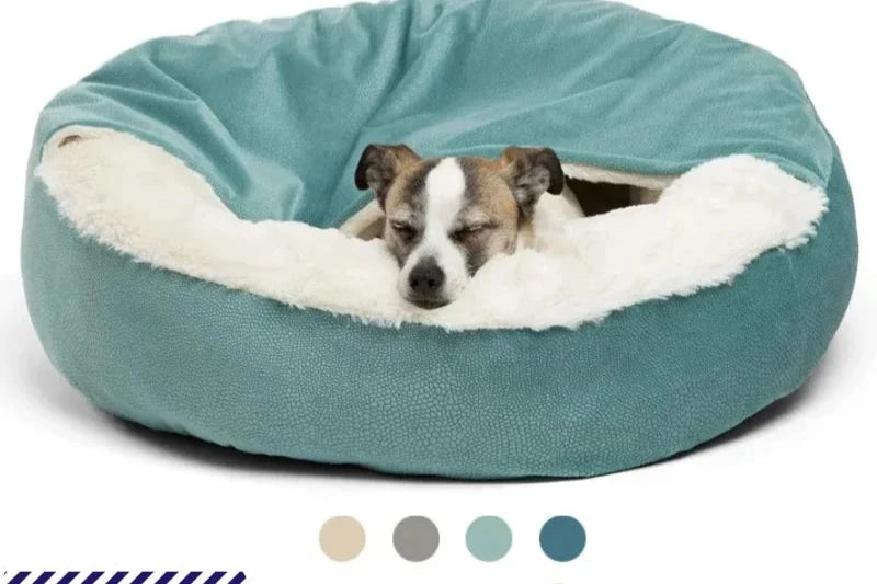 Orthopedic Dog Bed with Hooded Blanket - Winter Warm, Waterproof, and Dirt-Resistant Cuddler for Cats &amp; Puppies