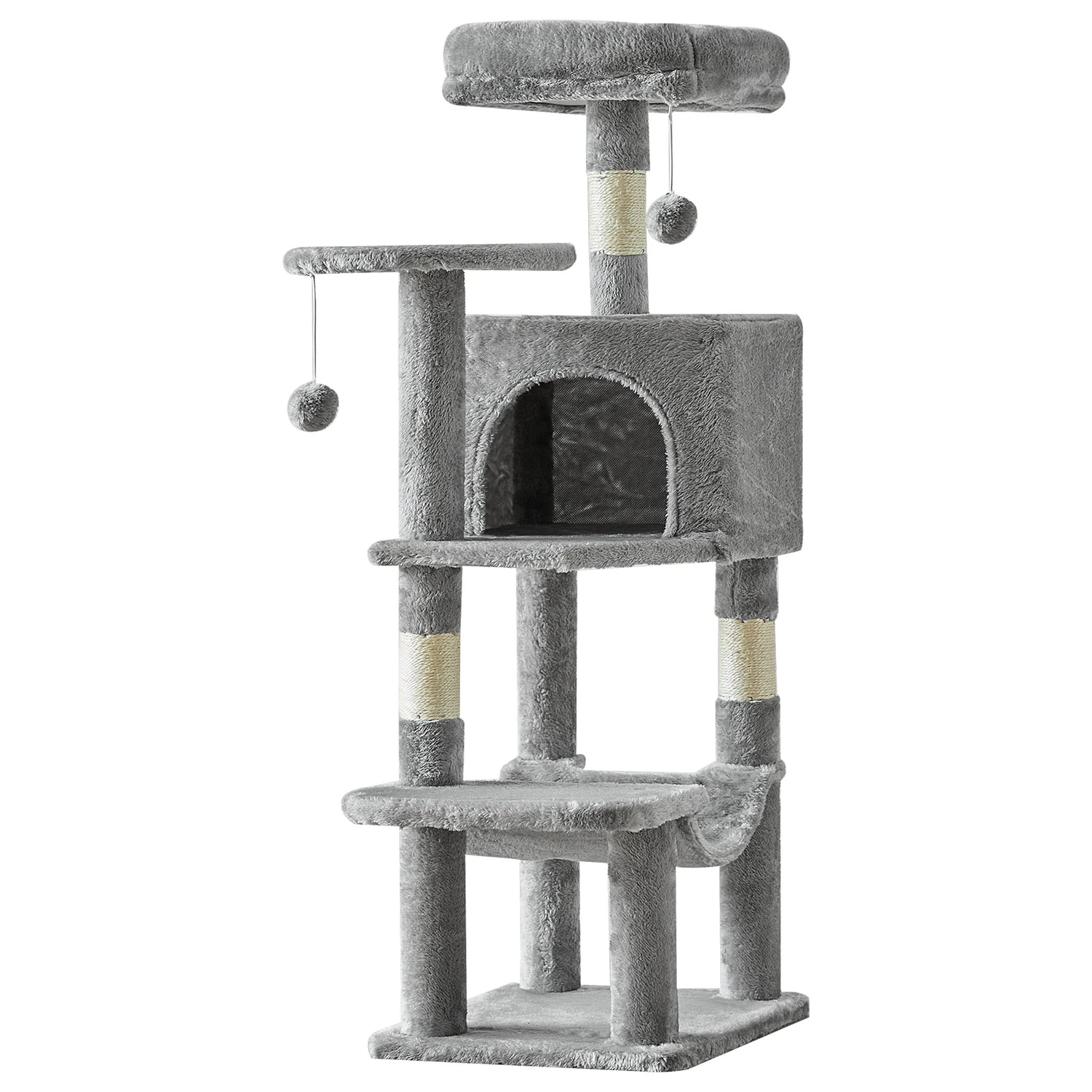 Tall Multi-Cat Climbing Cat Tree Tower – 44&quot; Indoor Cat Furniture with Sisal Scratching Posts &amp; Cozy Pet House
