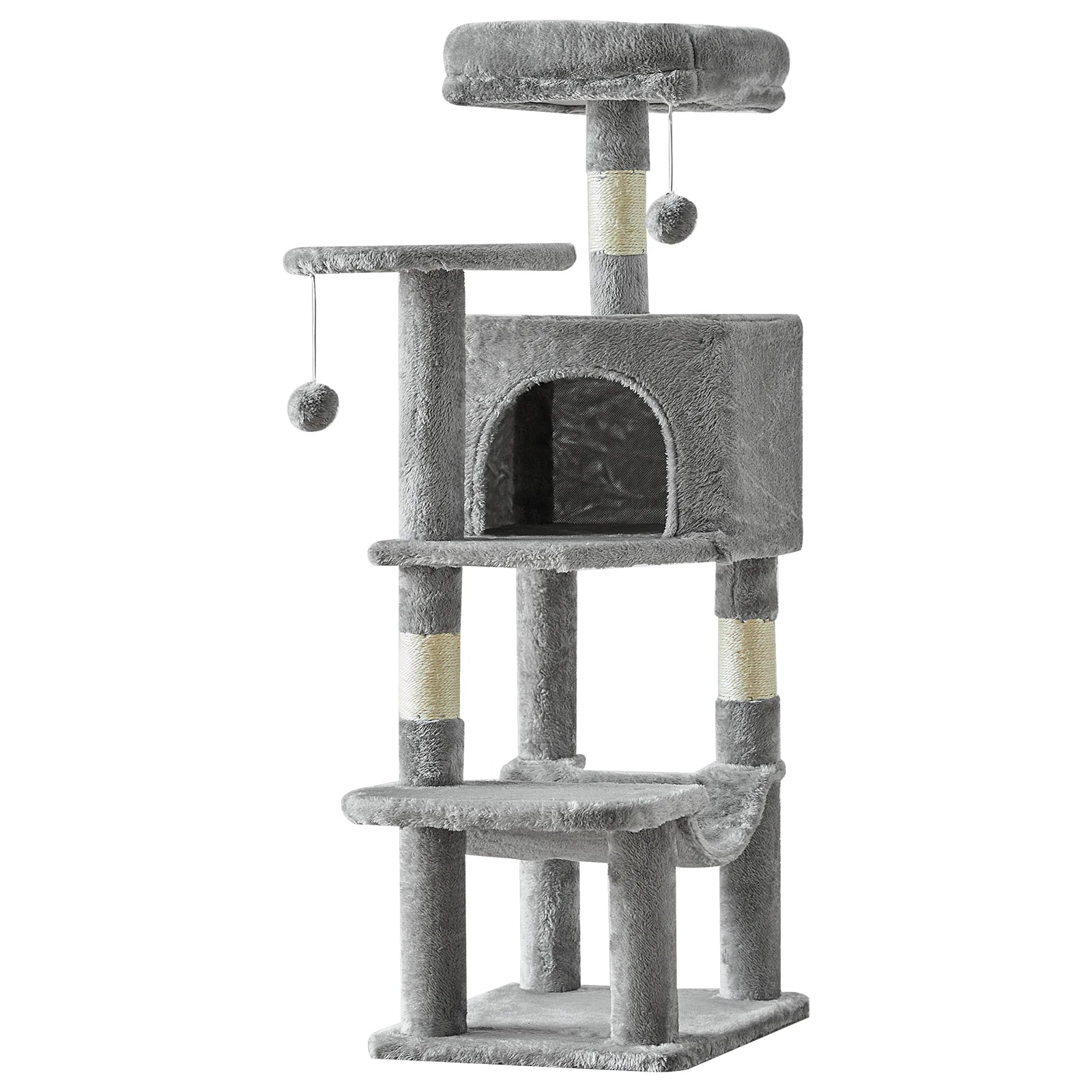 Tall Multi-Cat Climbing Cat Tree Tower – 44&quot; Indoor Cat Furniture with Sisal Scratching Posts &amp; Cozy Pet House